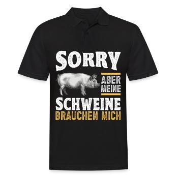 Landwirt Schwein Schweinebauer Spruch - Männer Poloshirt - Schwarz - Vorne - Kai (181cm)