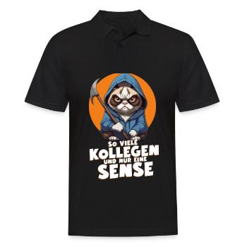 Né pour boire du café, forcé de travailler - Polo Homme - noir - Devant - Kai (181cm)