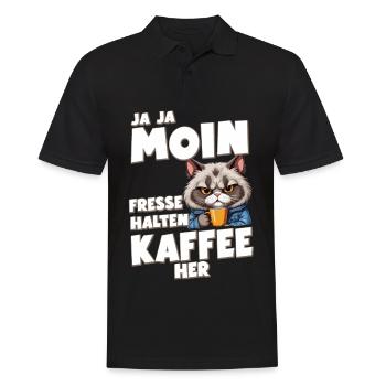 Né pour boire du café, forcé de travailler - Polo Homme - noir - Devant - Kai (181cm)