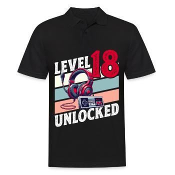 18. GEBURTSTAG JUNGE RETRO GAMER GAMING LEVEL - Männer Poloshirt - Schwarz - Vorne - Kai (181cm)