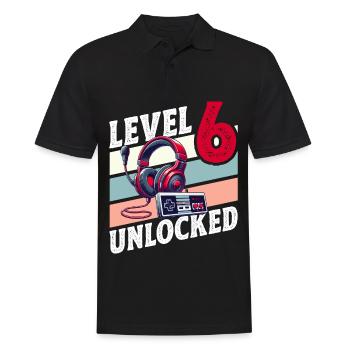 6. GEBURTSTAG JUNGE RETRO GAMER GAMING LEVEL - Männer Poloshirt - Schwarz - Vorne - Kai (181cm)