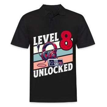8. GEBURTSTAG JUNGE RETRO GAMER GAMING LEVEL - Männer Poloshirt - Schwarz - Vorne - Kai (181cm)