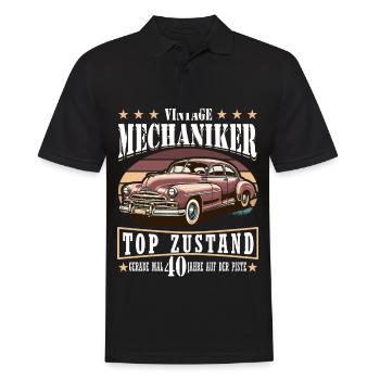 40e anniversaire 1964 1965 Mécanique automobile Cadeaux - Polo Homme - noir - Devant - Kai (181cm)