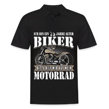 75 Birthday 1949 Motorcyclist Motorcycle - Men's Polo Shirt - black - Front - Kai (181cm)