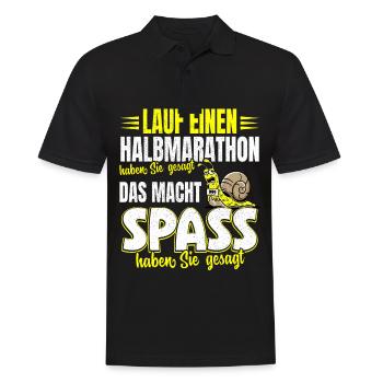 Laufen Joggen Laufshirt Herren Damen Halbmarathon - Männer Poloshirt - Schwarz - Vorne - Kai (181cm)