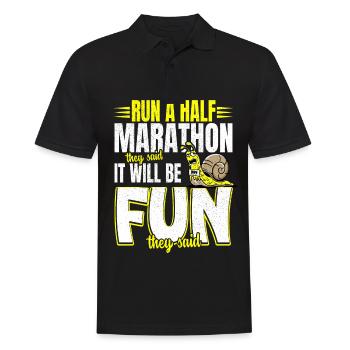 Laufen Joggen Laufshirt Herren Damen Halbmarathon - Männer Poloshirt - Schwarz - Vorne - Kai (181cm)