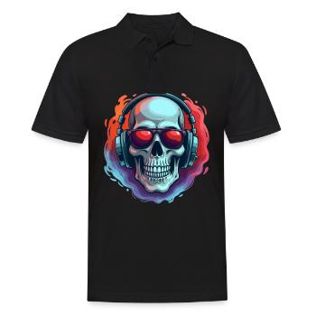 Crâne avec lunettes de soleil et casque en pop - Polo Homme - noir - Devant - Kai (181cm)