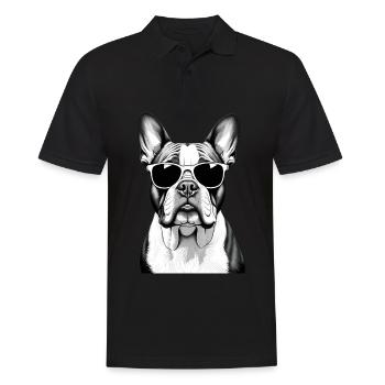 Bouledogue avec lunettes de soleil Motif animalier Art - Polo Homme - noir - Devant - Kai (181cm)