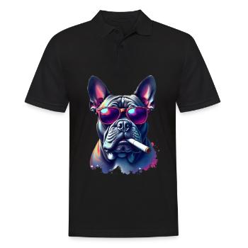 Bouledogue fumant un cigare Motif animal Art - Polo Homme - noir - Devant - Kai (181cm)