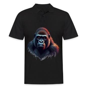 Gorilla Kopf Tier Motiv Kunst Affen Portrait - Männer Poloshirt - Schwarz - Vorne - Kai (181cm)