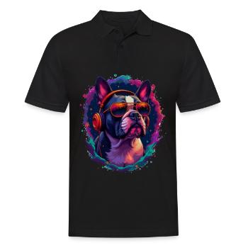 Bouledogue avec lunettes de soleil Motif animalier Art - Polo Homme - noir - Devant - Kai (181cm)