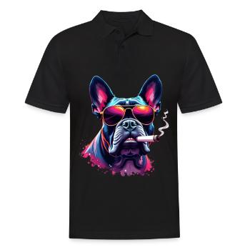 Bouledogue avec lunettes de soleil motif animal fumant - Polo Homme - noir - Devant - Kai (181cm)