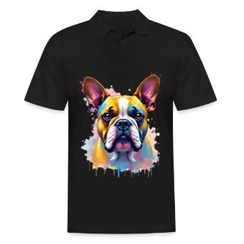 Bouledogue coloré Art Oeuvre Motif Animal - Polo Homme - noir - Devant - Kai (181cm)