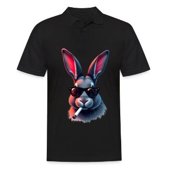 Bunny with sunglasses animal motif smoking bunnies - Men's Polo Shirt - black - Front - Kai (181cm)