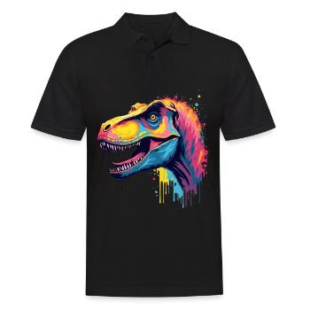 T-Rex Coloré Art Oeuvre Motif Animal Dinosaure - Polo Homme - noir - Devant - Kai (181cm)