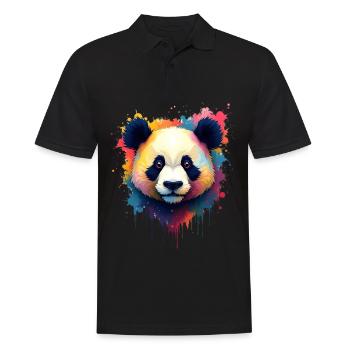 Panda Bunte Kunst Kunstwerk Tier Motiv Panda - Männer Poloshirt - Schwarz - Vorne - Kai (181cm)