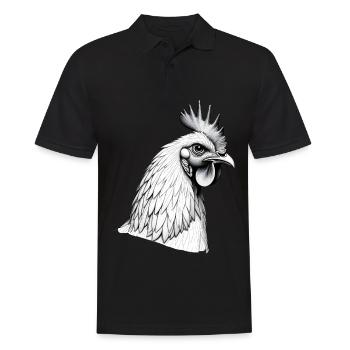 Chicken Black White Outfit Animal Motif Art Chickens - Men's Polo Shirt - black - Front - Kai (181cm)