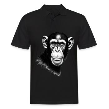 Chimpanzee Black White Outfit Animal Motif Art - Men's Polo Shirt - black - Front - Kai (181cm)