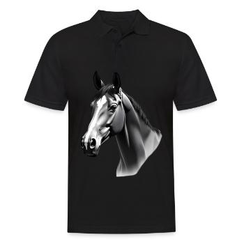 Horse Black White Outfit Animal Motif Art Horses - Men's Polo Shirt - black - Front - Kai (181cm)