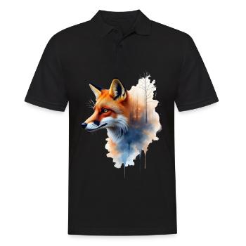 Fuchs Kunst Kunstwerk Wasserfarbe Wald Fuchs - Männer Poloshirt - Schwarz - Vorne - Kai (181cm)