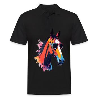 Horse Art Artwork Pop Art Horses - Men's Polo Shirt - black - Front - Kai (181cm)