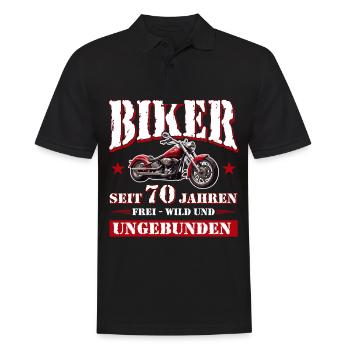 70 Birthday 1955 Motorcyclist Motorcycle - Men's Polo Shirt - black - Front - Kai (181cm)