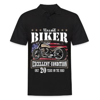 20 Birthday 2005 Motorcyclist Motorcycle - Men's Polo Shirt - black - Front - Kai (181cm)