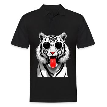 Tiger mit Sonnenbrille Tier Motiv lustiges Tiger - Männer Poloshirt - Schwarz - Vorne - Kai (181cm)