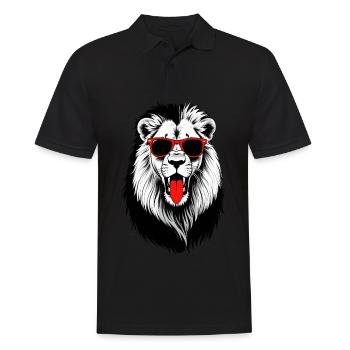 Lion avec des lunettes de soleil motif animal drôle de lion - Polo Homme - noir - Devant - Kai (181cm)