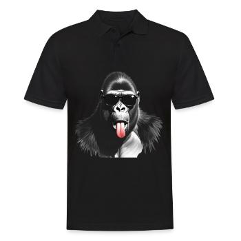 Gorille chien motif animal singe drôle - Polo Homme - noir - Devant - Kai (181cm)