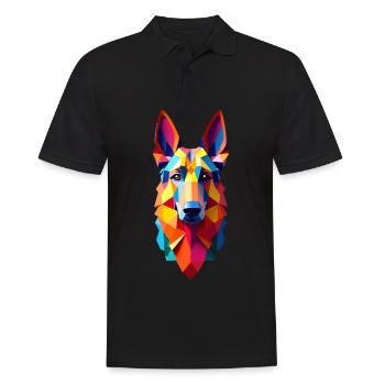Schäferhund Polygon Hund Tier Motiv Kunst Hunde - Männer Poloshirt - Schwarz - Vorne - Kai (181cm)