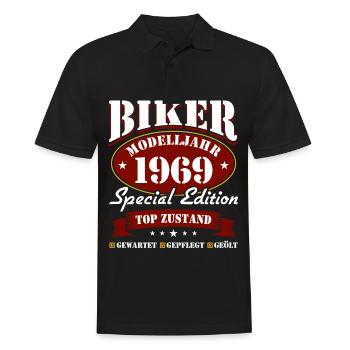 56e anniversaire 1969 Motard - Polo Homme - noir - Devant - Kai (181cm)