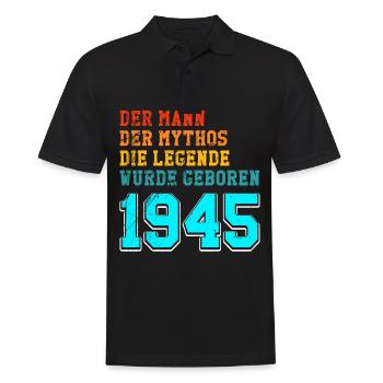 80th birthday 1945 the man of the myth that - Men's Polo Shirt - black - Front - Kai (181cm)