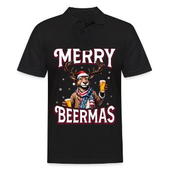 Weihnachten Bier Rudolf das Rentier lustiges Ugly - Männer Poloshirt - Schwarz - Vorne - Kai (181cm)