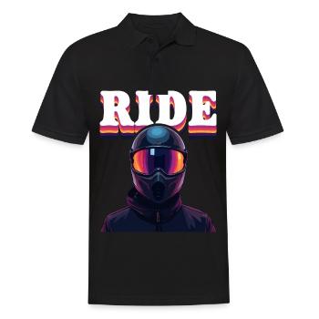 Design de motard cool avec le texte - Polo Homme - noir - Devant - Kai (181cm)