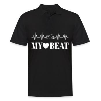 Motard Motard Heartbeat ECG Moto - Polo Homme - noir - Devant - Kai (181cm)