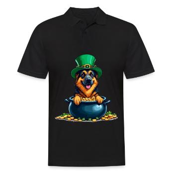 German Shepherd St. Patrick's Day Outfit Dogs - Men's Polo Shirt - black - Front - Kai (181cm)