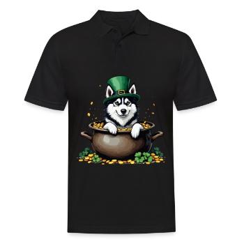 Husky St. Patrick's Day Outfit Dogs - Men's Polo Shirt - black - Front - Kai (181cm)