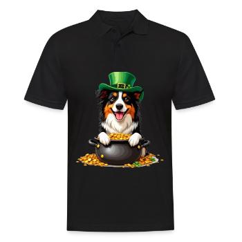 Border Collie St. Patricks Day Outfit Hunde - Männer Poloshirt - Schwarz - Vorne - Kai (181cm)