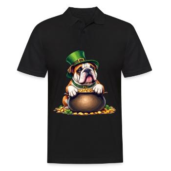 English Bulldog St. Patrick's Day Outfit Dogs - Men's Polo Shirt - black - Front - Kai (181cm)