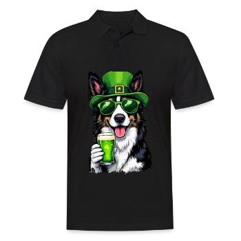 Collie St. Patricks Day Bier Outfit Hunde - Männer Poloshirt - Schwarz - Vorne - Kai (181cm)