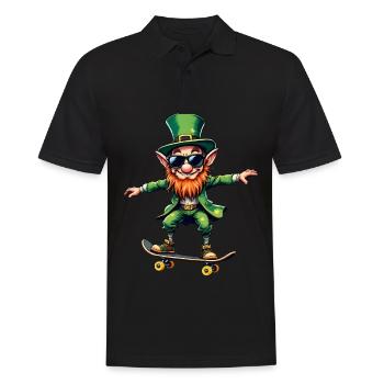 Skateboard Leprechaun Sport Saint-Patrick - Polo Homme - noir - Devant - Kai (181cm)