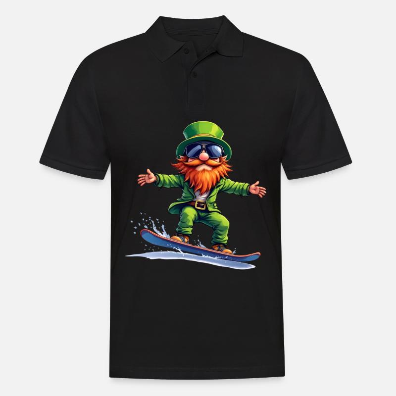 Snowboard Leprechaun Sport Saint-Patrick - Polo Homme - noir
