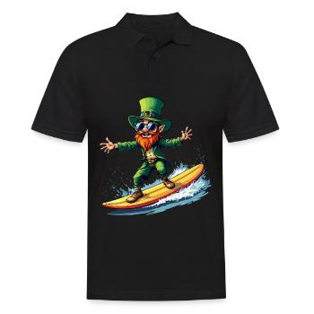 Surf Surfeur Leprechaun Sports Fête de la Saint-Patrick - Polo Homme - noir - Devant - Kai (181cm)