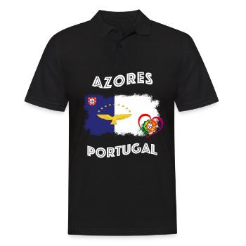 Azores Açores Faucon Portugal Coeur drapeau drapeau - Polo Homme - noir - Devant - Kai (181cm)