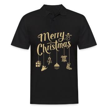 MWeihnachten Ornamente Dekoration Frohe Weihnachte - Männer Poloshirt - Schwarz - Vorne - Kai (181cm)