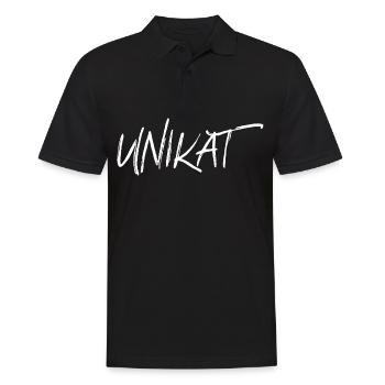 Unikat Schrift Spruch - Männer Poloshirt - Schwarz - Vorne - Kai (181cm)