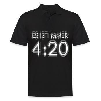 STONED - ES IST IMMER 420 - Männer Poloshirt - Schwarz - Vorne - Kai (181cm)