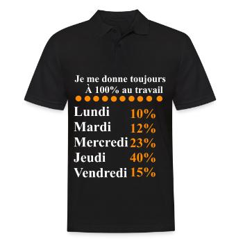 Je me donne toujours à 100% au travail - humour - Polo Homme - noir - Devant - Kai (181cm)