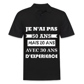 Cadeau anniversaire 50 ans - Polo Homme - noir - Devant - Kai (181cm)